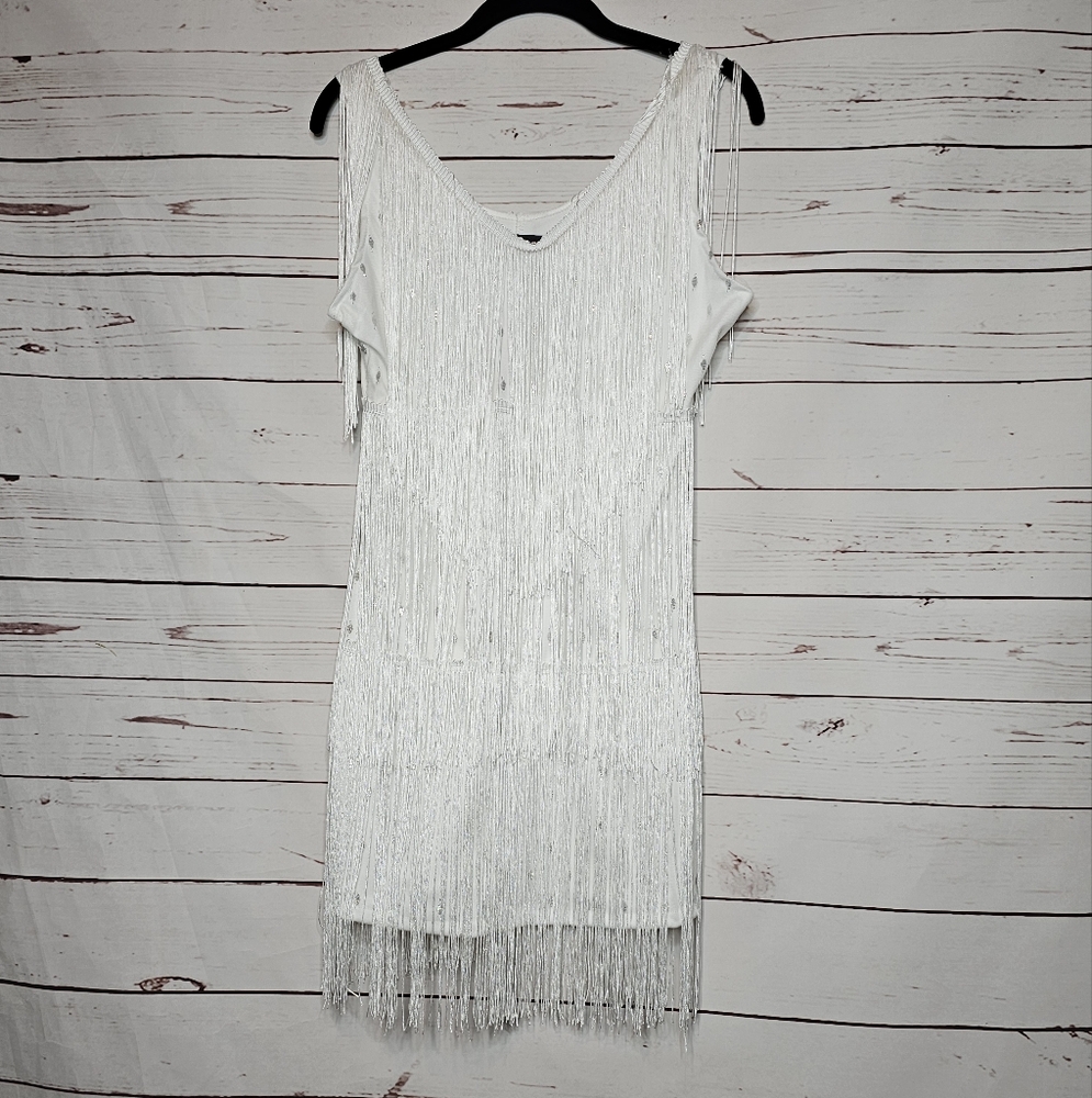 Cuase White Fringe Flapper Dress - Picture 1 of 13
